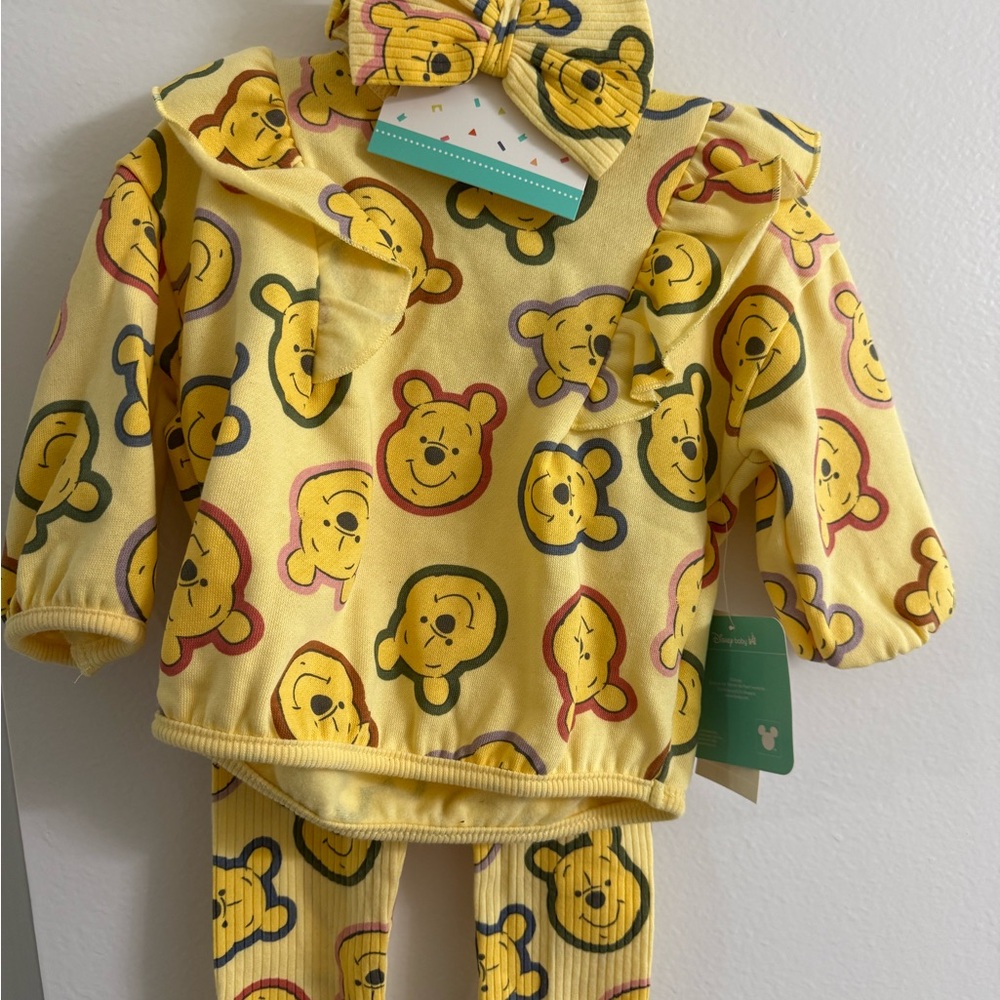 Disney Yellow Winnie the Pooh Baby Matching 3 Piece Set